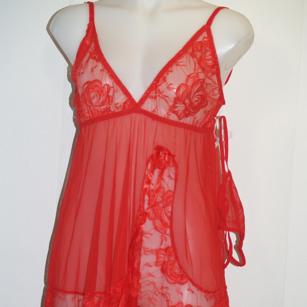 Red Baby Doll Lingerie Set